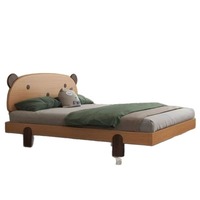 Lit double pour enfants en bois massif de hêtre, lit moderne nordique avec tête de lit en forme d'ours de dessin animé, meubles simples pour chambre à coucher