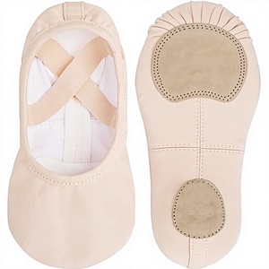 Chaussons de danse souples Baifa Danzo roses pour femmes, filles et garçons, chaussures plates de danse avec sangles élastiques, faible MOQ, OEM, ODM, DDP, tige en PU de haute qualité - Product Image 2