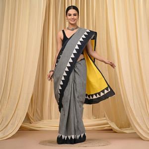 Sari en coton Mulmul imprimé à la main, léger, pour l'été, pour femmes, imprimé floral, sari traditionnel indien - Product Image 1