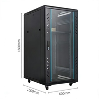 Armoire serveur sur pied de 1,6 m, modèle profond 1640*600*800 mm, en acier SPCC avec porte en verre trempé revêtu, en stock.