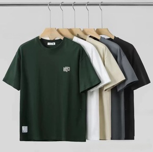 Camiseta de Verano para Hombre, 1 <span class=keywords><strong>Yuan</strong></span>, con Estampado Vintage, de Algodón Perlado, Cuello Redondo, Tejido de Punto, Manga Corta, Ajuste Holgado, Absorbe la Humedad, Tejido de 180g - Product Image 1