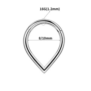 Water <b>Drop</b> Hinged Rings 316L Stainless Steel | Hypoallergenic Nose Septum Ear Piercing Jewelry 8mm 10mm - Product Image 1