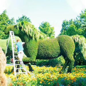 Decorazione da Giardino Artificiale, Topiaria a Forma di Animale, Pianta Verde in Bosso, Erba Artificiale, Elefanti in Plastica - Product Image 3