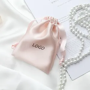 Tùy chỉnh Santin tóc túi với logo satin Tóc Giả Pouch Túi vải lụa cho Tóc Quà Tặng Kính mát bao bì