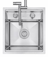Évier de cuisine encastré en acier inoxydable 304 à cuve unique avec cache-robinet pliable, fait main, moderne, pour camping-car, bar, maison, vente en gros, service OEM ODM