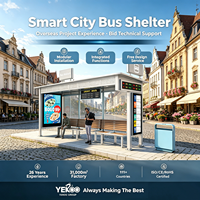 Abri de bus extérieur en métal avec affichage numérique, conception modulaire OEM personnalisée pour ville intelligente