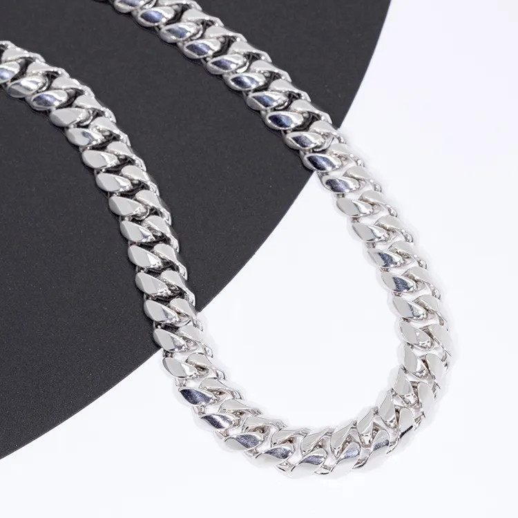 925 Solid Silver Cuban Chain 12mm Width Gold Plated Hip Hop Necklace Cuban Link Chain For Man