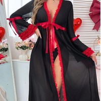 Robe de sorcière sexy en maille transparente noire avec dentelle rouge, tailles S-XXL, pour jeu de rôle, cosplay, lingerie, ensemble de contrôle léger