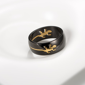 Anillo de lagarto de plata personalizado de acero inoxidable, <span class=keywords><strong>Gecko</strong></span> de oro negro para mujeres y hombres - Product Image 5