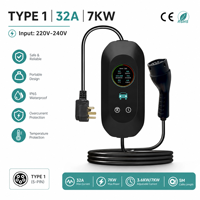 Chargeur portable pour véhicule électrique 7 kW 32 A SAE J1772 Type 1, station de recharge pour véhicule électrique de niveau 2 EVSE, NEMA 14-50 240 V pour Tesla Chevy