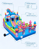 Château gonflable à thème licorne coloré avec toboggan en PVC commercial pour les événements d'anniversaire
