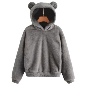 Nueva llegada Nuevo Otoño/Invierno <span class=keywords><strong>Fluffy</strong></span> Bunny Ears Sudadera con capucha Suéter cálido - Product Image 1