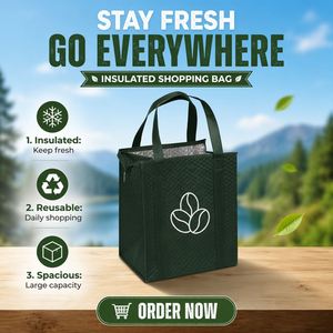 Sac isotherme réutilisable et écologique en non-tissé, simple, pour courses, conservation alimentaire, sacs d'épicerie personnalisés avec longues poignées - Product Image 3