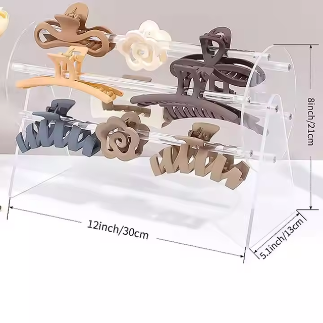 Hot Sale Dressing Table Hair Clip Organizer 360 Degree Rotating Acrylic Hair Accessories Girls Claw Clip Organizer