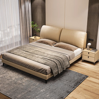 Cama Otomana Moderna de Cuero con Almacenamiento, Elevación Hidráulica LED, Tamaño King, Plataforma Tapizada para Dormitorio, Hotel, Venta al por Mayor de Fábrica, Personalizada