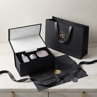 Ensemble d'emballages de luxe sur mesure pour soins de la peau, couleur marron, avec fermeture magnétique, boîte rigide pliable et sac