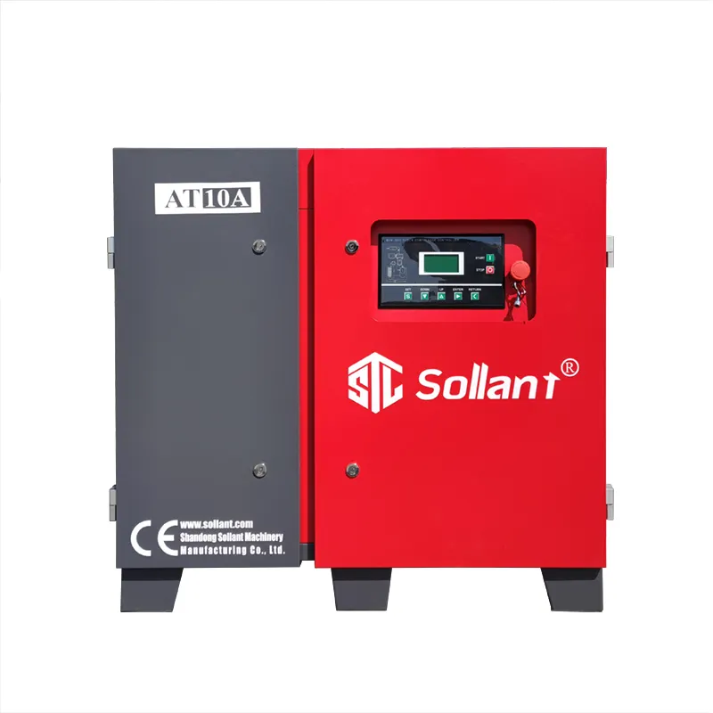 Sollant برغي ضاغط هواء 7.5kw 10HP 7 8 10 12 بار 28cfm-42cfm التعدين سرعة ثابتة برغي ضاغط الهواء شريط الهواء