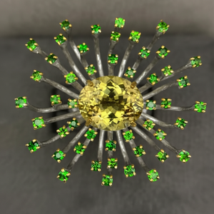 Anillo de plata 925 de zafiro amarillo inspirado en la Reina, maravilloso diseño de arte decorativo con ajuste de bisel para regalo conmemorativo de boda para mujer - Product Image 1