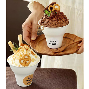 Gâteau Tiramisu portatif compostable 250 ml tasse avec couvercle pour emballage de Dessert Sweet Treat crème glacée châtaigne noël tasse en papier - Product Image 3