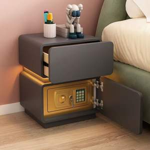 Nightstand With Integrated Safe Multifunctional Storage Bedroom Use Plastic Top Push <b>Pull</b> Type - Product Image 2