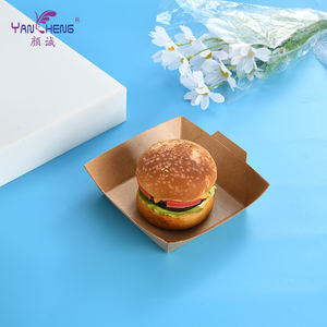 Bandeja de papel kraft reciclado desechable y plegable para aperitivos, plato para hot dogs con forma de barco, plato para barbacoa con brillantina - Product Image 1