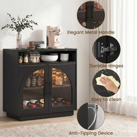 Buffet en bois certifié FSC avec rangement et portes en verre cintrées pour cuisine, salle à manger, salon