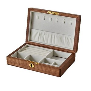 Wood Jewelry <b>Box</b> With <b>Lock</b> Rectangle Solid Wood Key Closure For Storage - Product Image 1