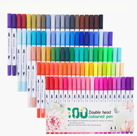 Marqueurs d'art imperméables à logo personnalisé, 24 couleurs, non toxiques, stylo à peinture à double pointe, pinceau fin, ensemble de dessin pour artistes et étudiants
