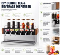 Distributeur de sirop commercial à 6 têtes, équipement de distribution multi-embouts pour bubble tea, idéal pour les salons de thé et les magasins de thés aux fruits