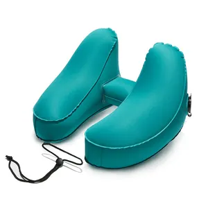 Hot Sale Patented Atmospheric Valve Inflatable Travel Pillow TPU H Shape Travel Inflatable Beach Neck Pillow