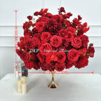 DKB Bestseller Hochzeits- und Halloween-Tischdekoration Seiden-Rote-Rosen Künstliche Blumenkugeln Umweltfreundlich Wasserdicht für Zuhause und Hochzeit