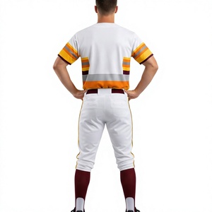 Uniforme de Béisbol Personalizado Transpirable para Hombre, Jersey Blanco con Franjas Naranjas y Marrones, Número 23 Reflectante, Talla Adulto, 100% Poliéster - Product Image 2