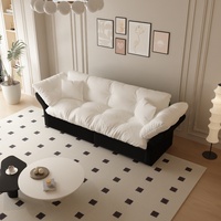Canapé-lit convertible 3-en-1 avec lit queen size escamotable, canapé deux places moderne et moelleux, chaise longue pour petit salon ou bureau