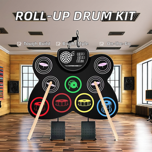 Bass cymba nhạc cụ Silicone tay cuộn lên trống Kit Trống điện tử pad với Loa giao diện USB - Product Image 3
