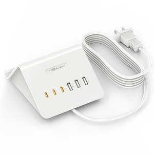 Universal Desktop USB Charger 6 <b>Port</b> USB PD Fast Charging Bracket Design 15W Output Overcurrent Protection <b>White</b> - Product Image 1