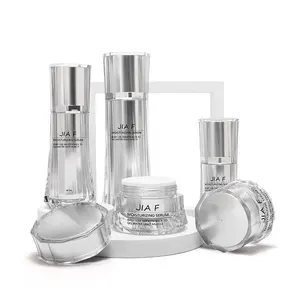 Empty Luxury Unique Skin Care Bottle Set Containers Diamond Shape Cosmetic Acrylic Jar