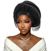 Nouveauté 2026 : Bonnet pré-noué élégant pour femme, foulard musulman plissé, auto-gele, avec pompons et perles, idéal pour l'extérieur, la plage et le cyclisme, 100% coton