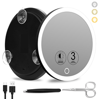 Miroir de Maquillage LED Rechargeable MLG avec Logo Personnalisé, Fixation Murale ou en Saillie, Haute Magnification, Concave 6 Pouces, 3 Ventouses