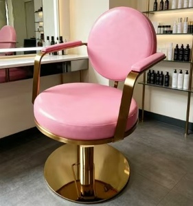 Chaise de coiffeur rose et or pour salon de beauté, équipement de coiffure, chaise de styliste – Offre spéciale - Product Image 2