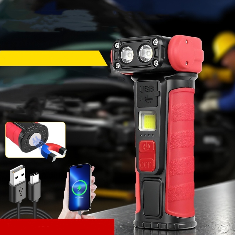 Rechargeable LED Work Light with COB Floodlight 180-Degree Rotating Magnetic Base & Clip Portable for Workshop & Car Repair