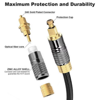 Câble audio Toslink à coque métallique, câble à fibre optique plaqué or mâle-mâle, gaine en PVC de 1M/2M/3M pour connexion haut-parleur