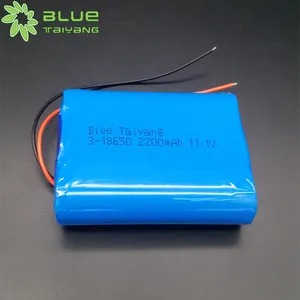 Bateria recarregável azul taiyang, bateria de íon de 3-18650 íons de 12 volts icr18650 11.1v 2200mah