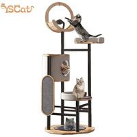 Mobilier moderne de luxe pour petit animal de compagnie arbre à chat grattoir poteau Faux rotin Espace Capsule Palmier Conception en bois Chat Maison Carton