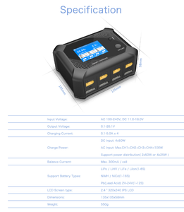 Chargeur intelligent N-UP9 à quatre canaux AC100W DC20W pour batteries Li-ion, LiFe, NiMH, NiCd, LiHV, PB et modèles RC - Product Image 5