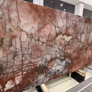 Dalle de quartzite Juliet Crystal, <span class=keywords><strong>pierre</strong></span> naturelle brésilienne, rose blush, crème, veines rouges, finition polie pour comptoir, meuble-lavabo, revêtement de sol - Product Image 5