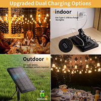 Bombilla Edison de alta calidad, luces de cadena solares impermeables para exteriores con mando a distancia para exteriores, cadena de vacaciones, lámparas de Navidad de cumpleaños