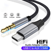 USB Typ-C auf 3,5mm Klinke Aux-Audiokabel für Auto-Lautsprecher und Mikrofon-Adapter Stecker-zu-Stecker Kopfhörer-Adapter