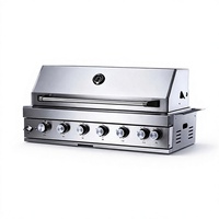 Barbecue à gaz encastrable 6 brûleurs en acier inoxydable pour cuisine extérieure