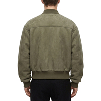 Blouson en daim marron personnalisable TOPSHOW pour homme, col montant, fermeture éclair, style décontracté, technique de teinture unie