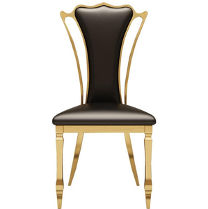 Muebles de comedor de lujo Silla de comedor moderna Silla de boda de cuero blanco dorado de metal de acero inoxidable para hotel - Product Image 1